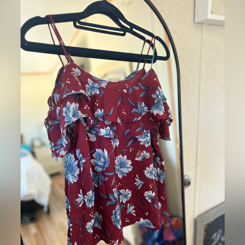 Maroon Off the Shoulder Top